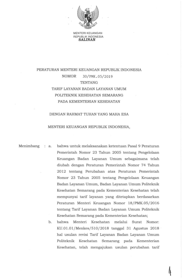 Peraturan Menteri Keuangan Nomor 30/PMK.05/2019