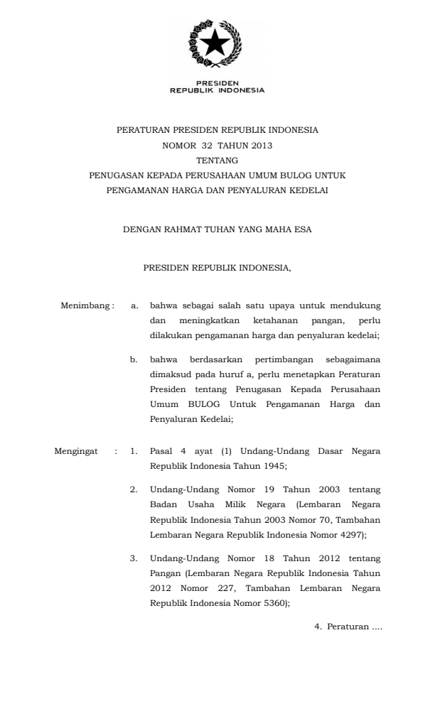 Peraturan Presiden Nomor 32 Tahun 2013