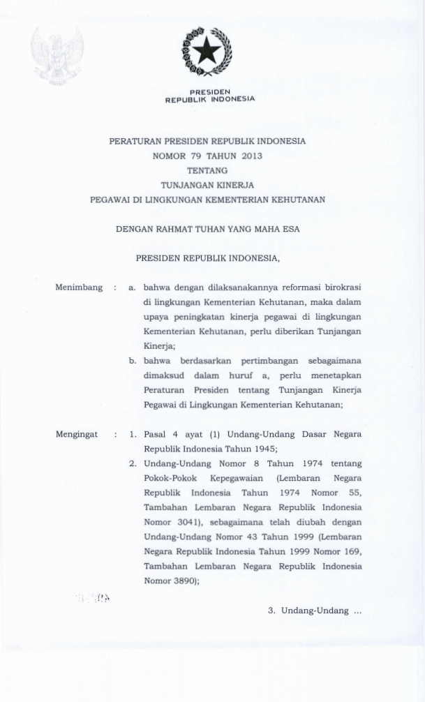 Peraturan Presiden Nomor 79 Tahun 2013