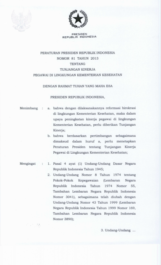Peraturan Presiden Nomor 81 Tahun 2013