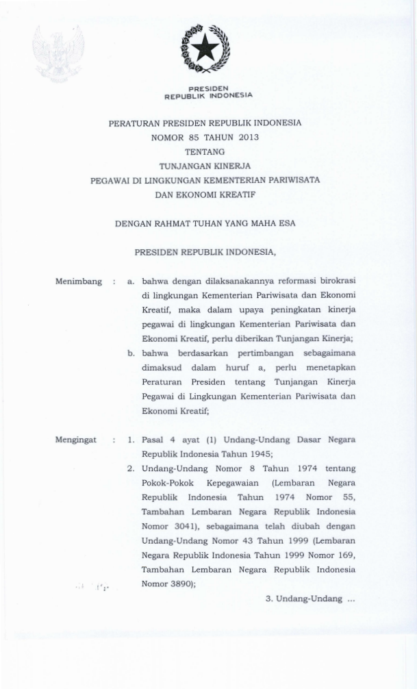 Peraturan Presiden Nomor 85 Tahun 2013