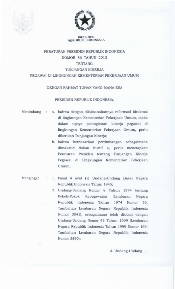 Peraturan Presiden Nomor 86 Tahun 2013