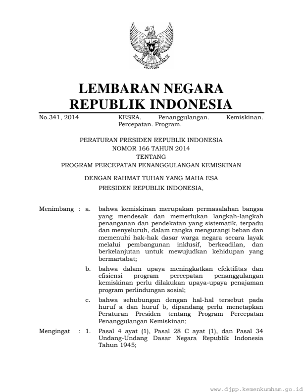 Peraturan Presiden Nomor 166 Tahun 2014