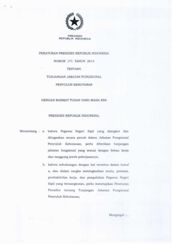 Peraturan Presiden Nomor 171 Tahun 2014