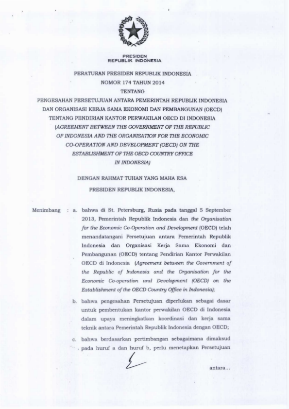 Peraturan Presiden Nomor 174 Tahun 2014