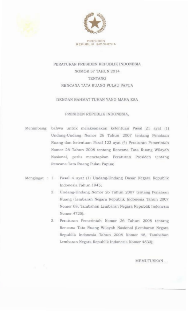 Peraturan Presiden Nomor 57 Tahun 2014