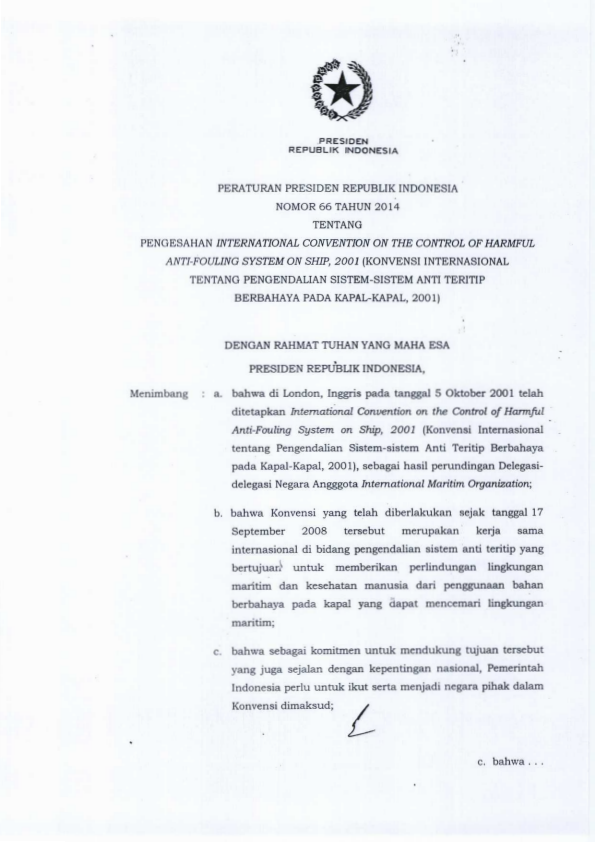 Peraturan Presiden Nomor 66 Tahun 2014