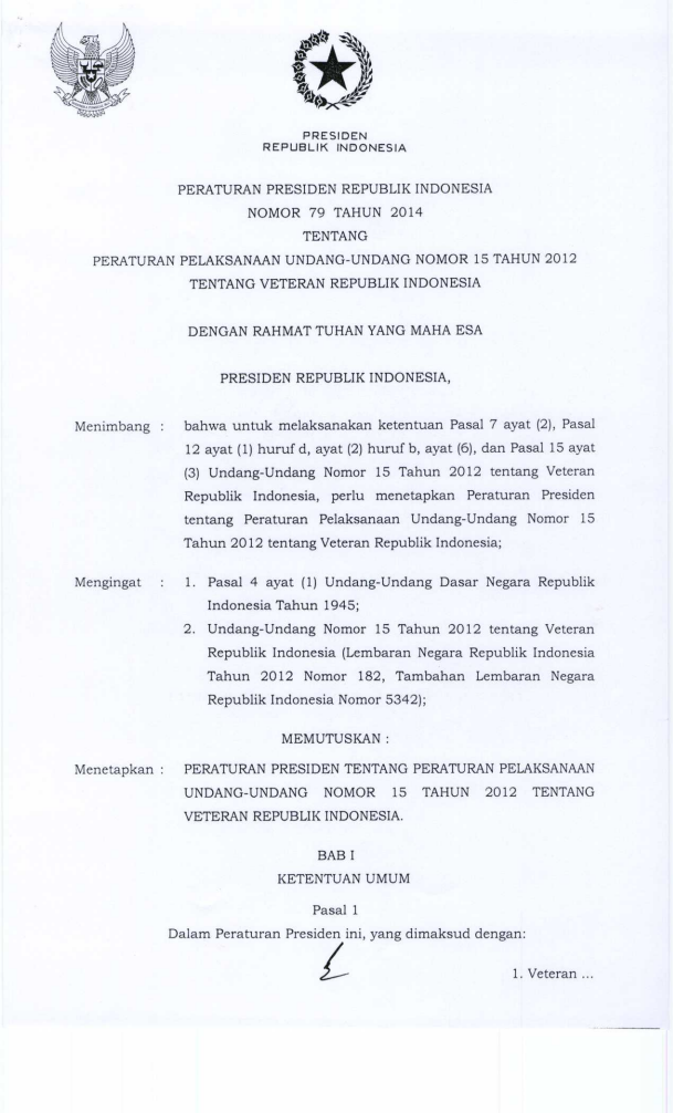 Peraturan Presiden Nomor 79 Tahun 2014
