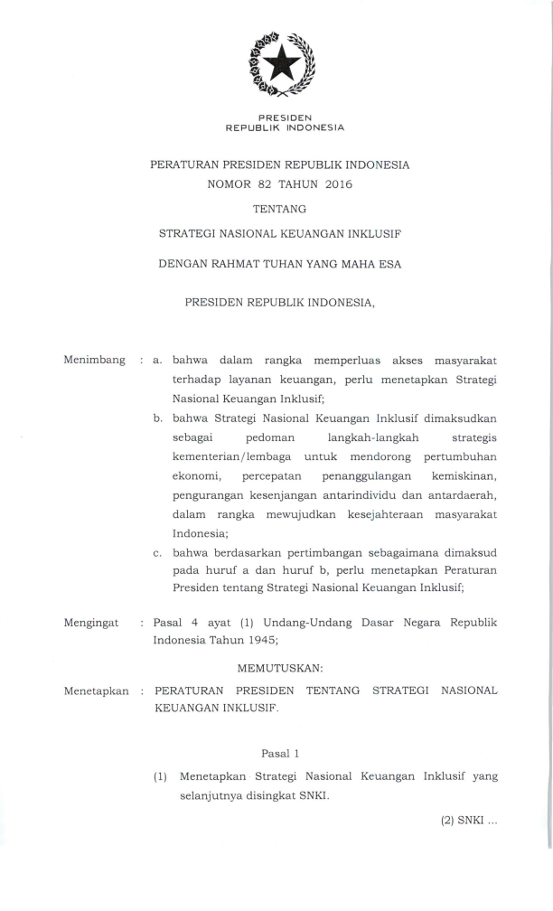Peraturan Presiden Nomor 82 Tahun 2016