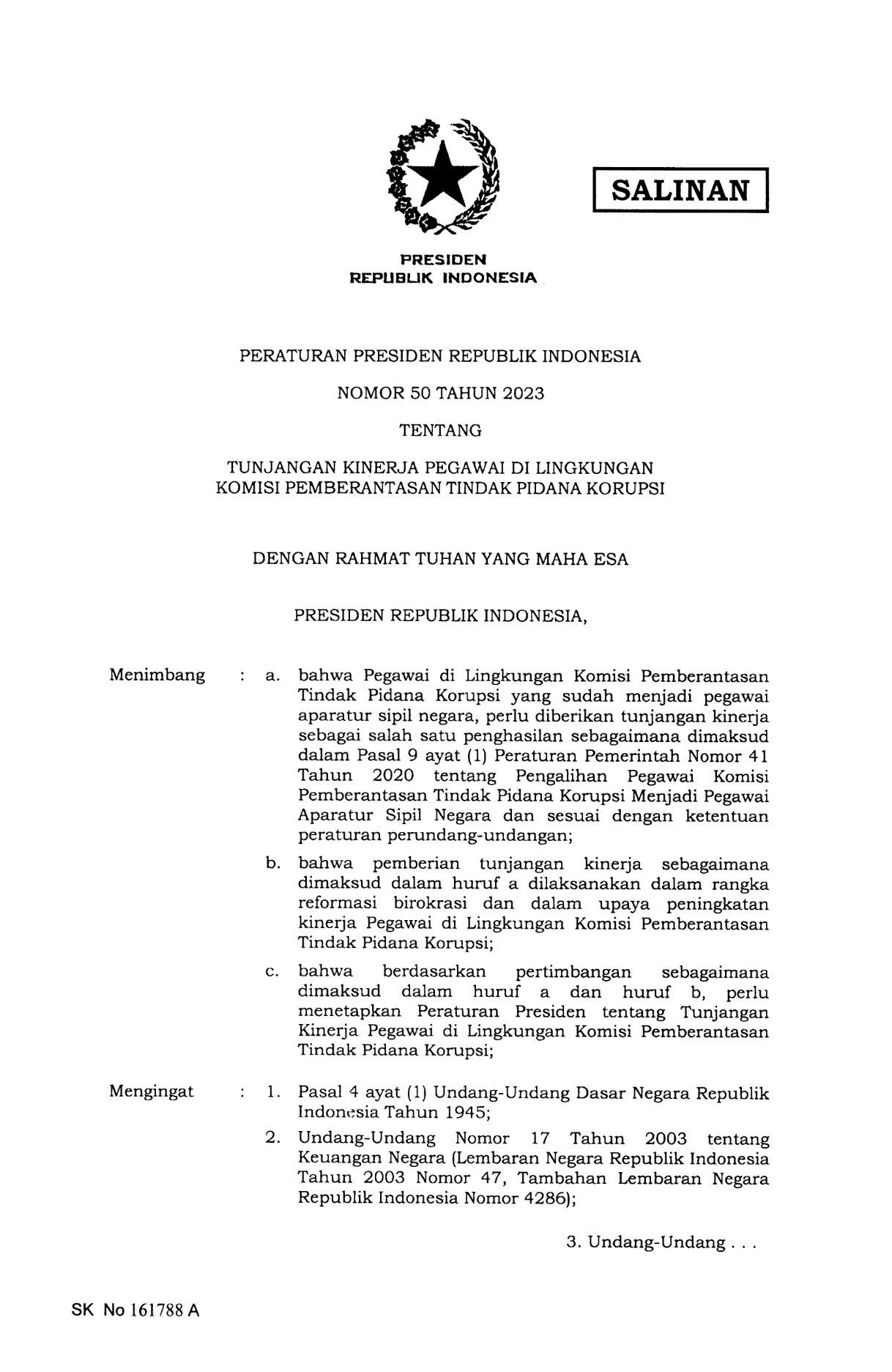 Peraturan Presiden Nomor 50 Tahun 2023