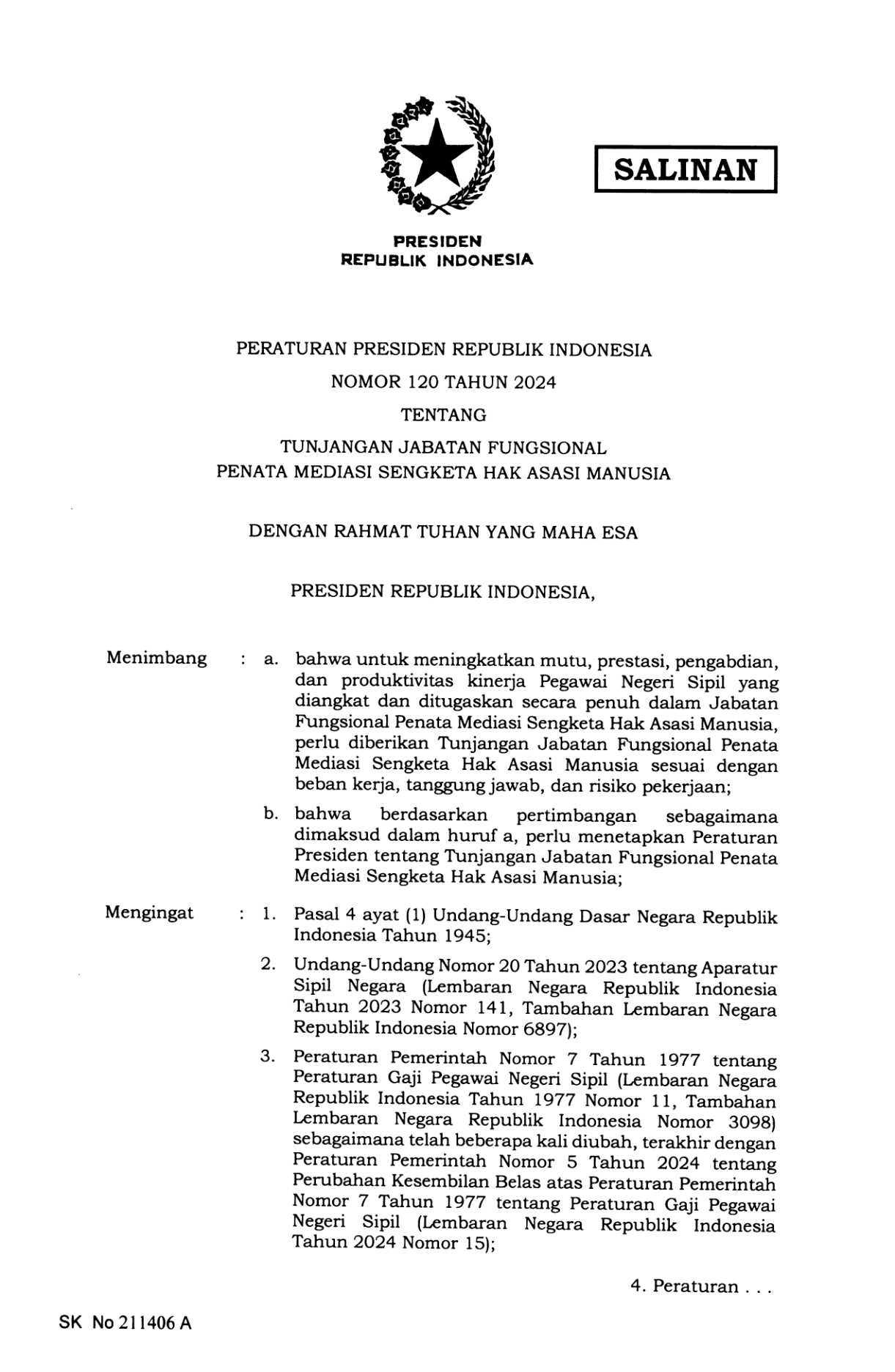 Peraturan Presiden Nomor 120 Tahun 2024