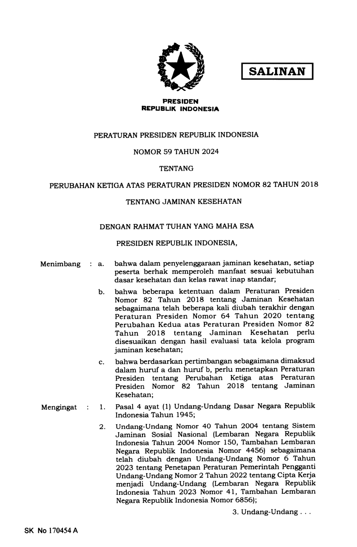 Peraturan Presiden Nomor 59 Tahun 2024