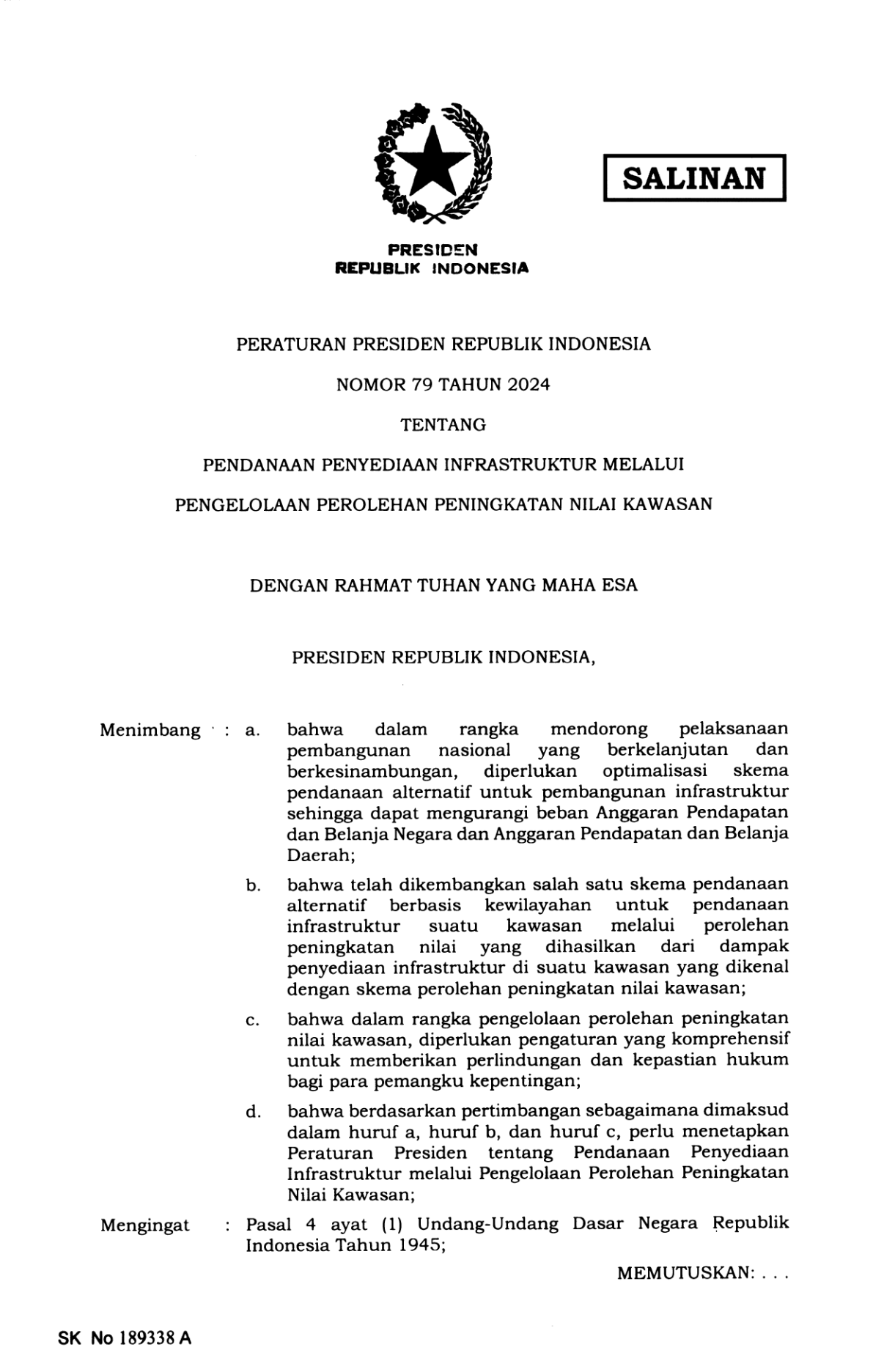 Peraturan Presiden Nomor 79 Tahun 2024