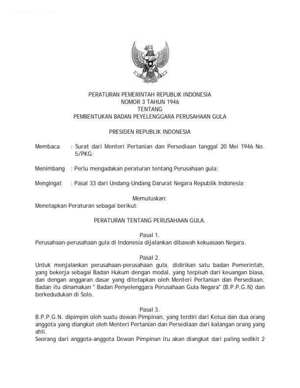 Peraturan Pemerintah Nomor 3 Tahun 1946