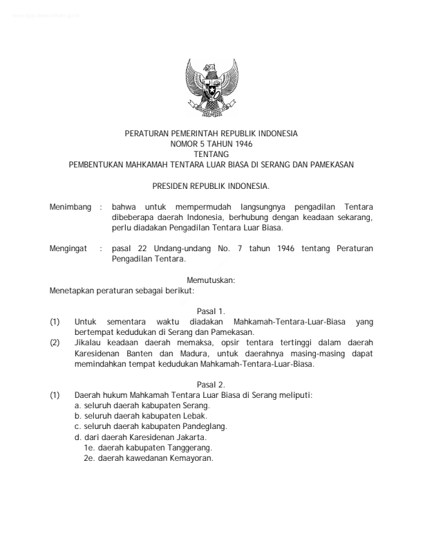 Peraturan Pemerintah Nomor 5 Tahun 1946