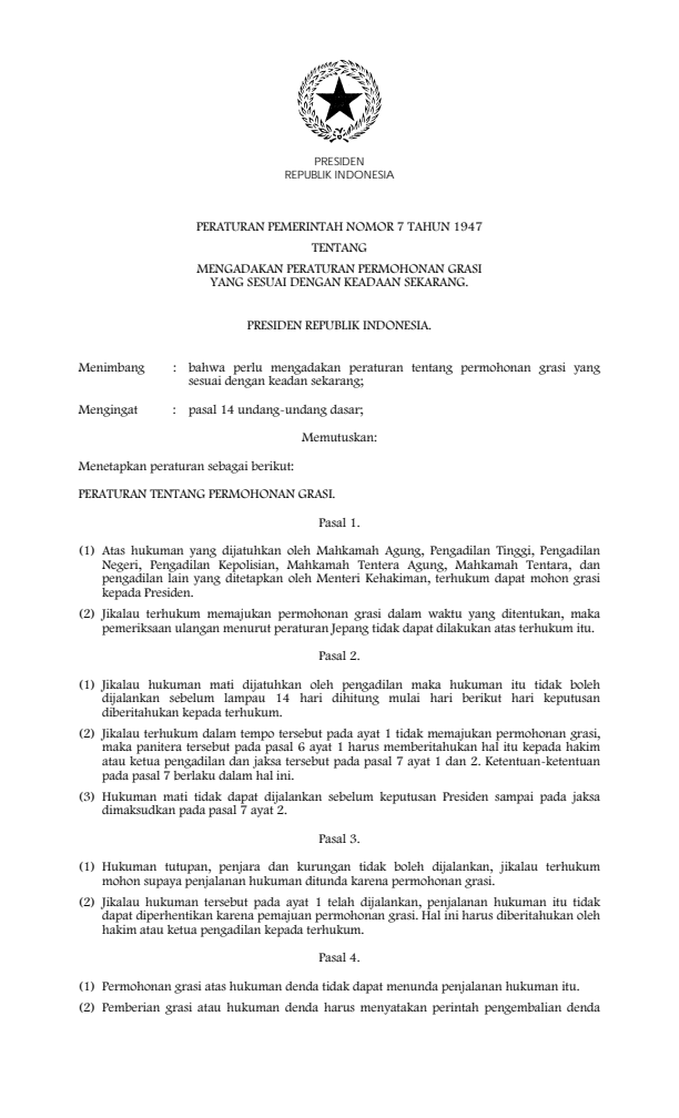 Peraturan Pemerintah Nomor 7 Tahun 1947