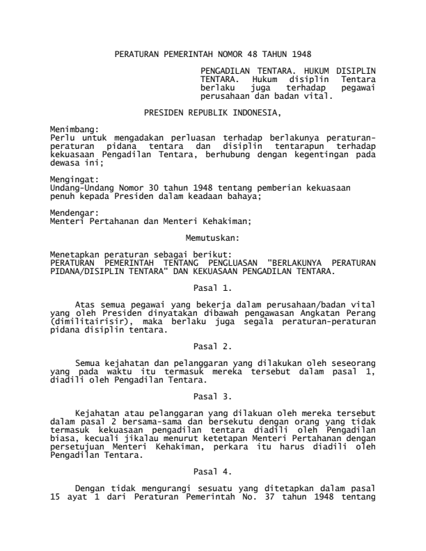 Peraturan Pemerintah Nomor 48 Tahun 1948