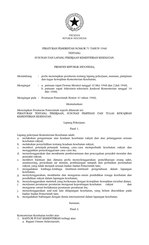 Peraturan Pemerintah Nomor 71 Tahun 1948