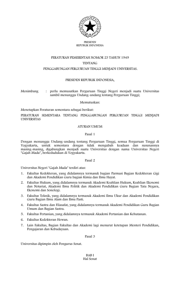 Peraturan Pemerintah Nomor 23 Tahun 1949