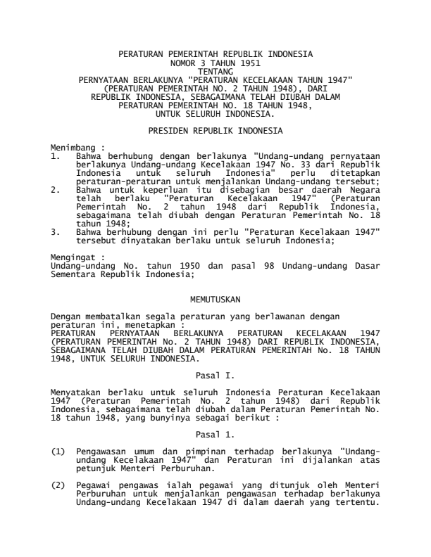 Peraturan Pemerintah Nomor 3 Tahun 1951