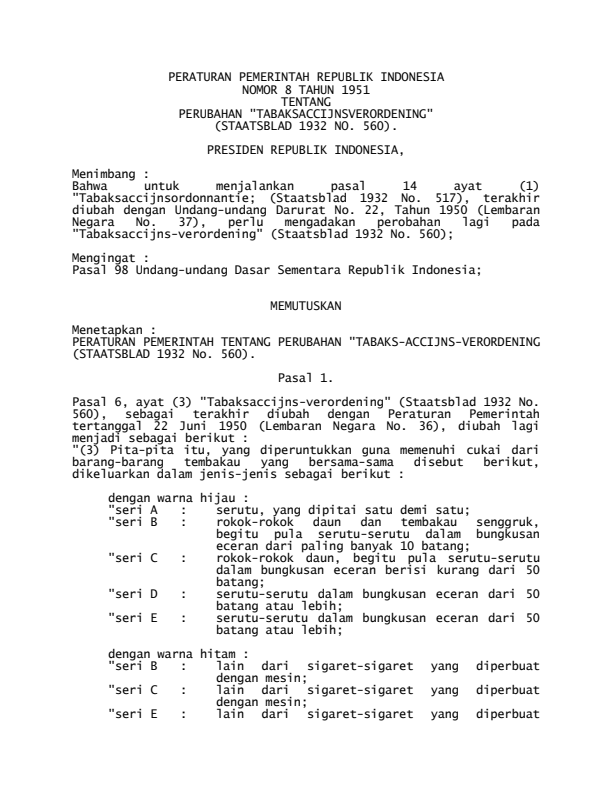 Peraturan Pemerintah Nomor 8 Tahun 1951