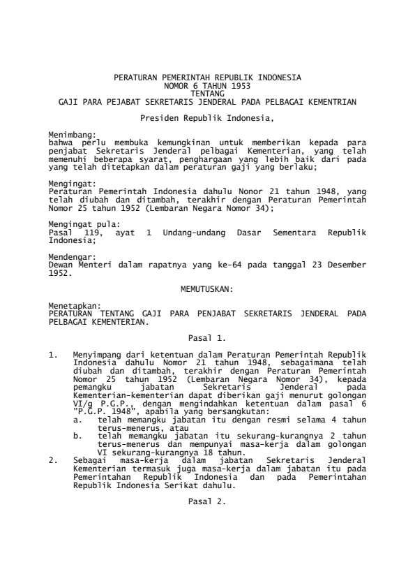 Peraturan Pemerintah Nomor 6 Tahun 1953