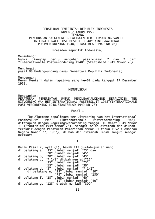 Peraturan Pemerintah Nomor 7 Tahun 1953