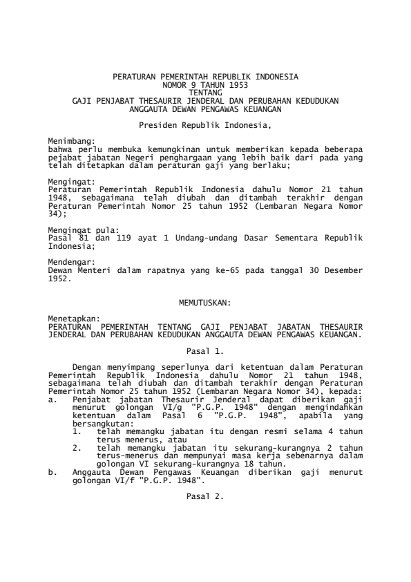 Peraturan Pemerintah Nomor 9 Tahun 1953