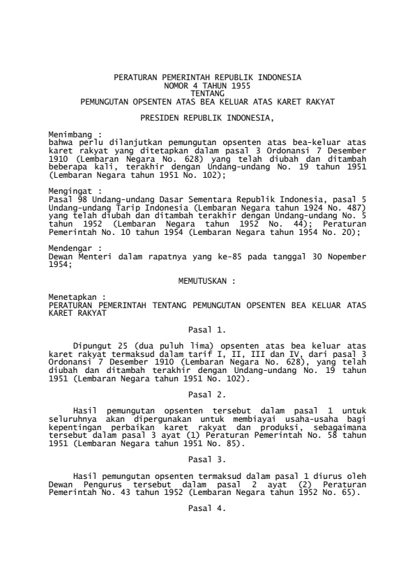 Peraturan Pemerintah Nomor 4 Tahun 1955