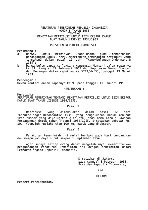 Peraturan Pemerintah Nomor 8 Tahun 1955