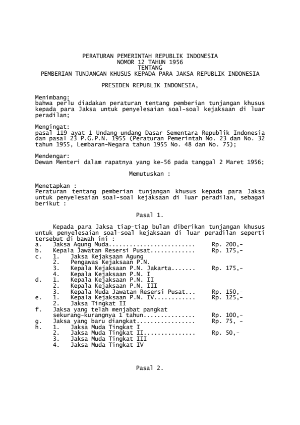 Peraturan Pemerintah Nomor 12 Tahun 1956