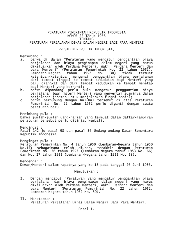 Peraturan Pemerintah Nomor 22 Tahun 1956