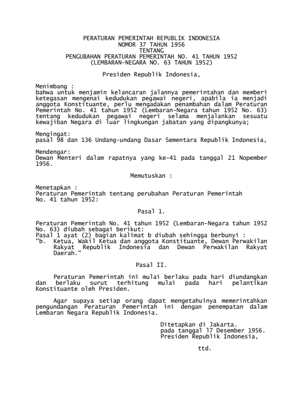 Peraturan Pemerintah Nomor 37 Tahun 1956