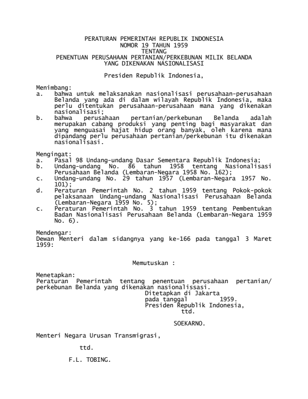 Peraturan Pemerintah Nomor 19 Tahun 1959