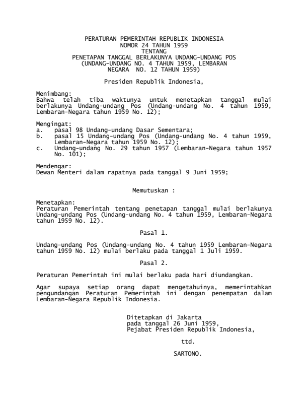 Peraturan Pemerintah Nomor 24 Tahun 1959