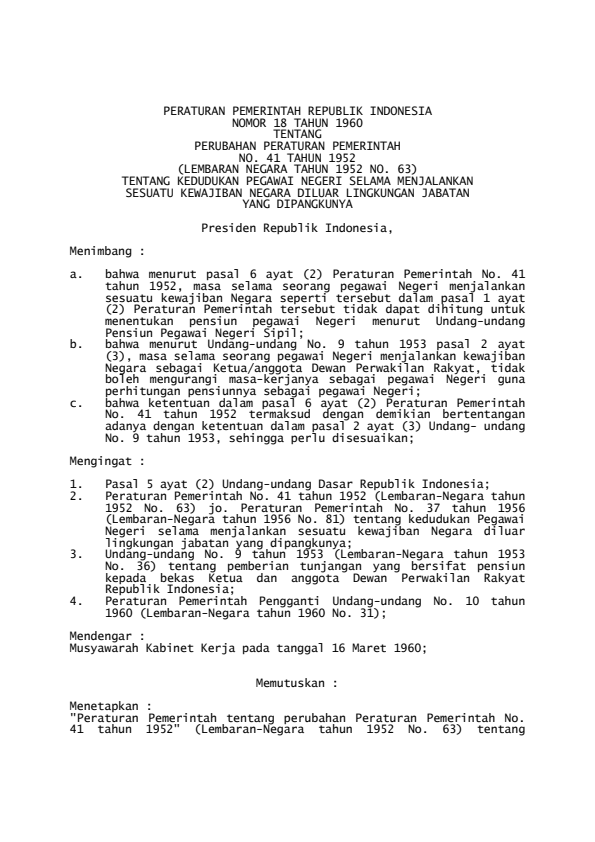 Peraturan Pemerintah Nomor 18 Tahun 1960