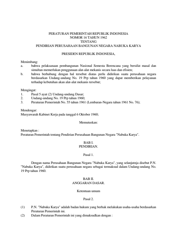 Peraturan Pemerintah Nomor 16 Tahun 1962
