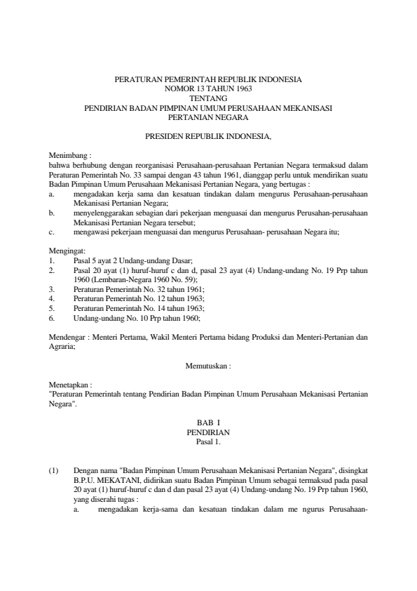 Peraturan Pemerintah Nomor 13 Tahun 1963