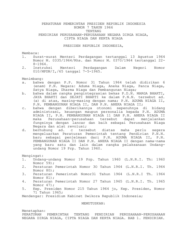 Peraturan Pemerintah Nomor 7 Tahun 1966