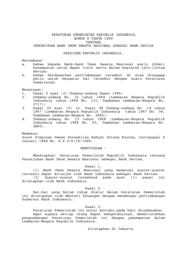 Peraturan Pemerintah Nomor 8 Tahun 1969
