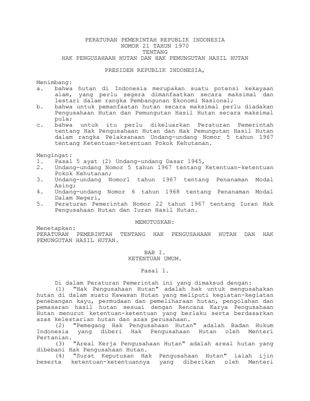 Peraturan Pemerintah Nomor 21 Tahun 1970