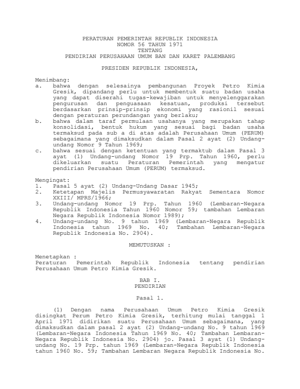 Peraturan Pemerintah Nomor 56 Tahun 1971
