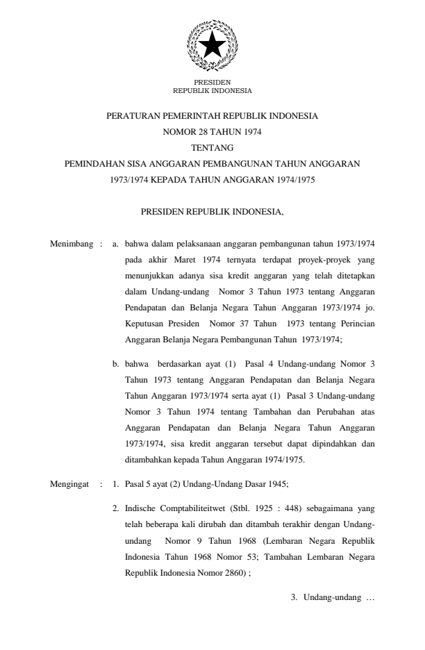 Peraturan Pemerintah Nomor 28 Tahun 1974