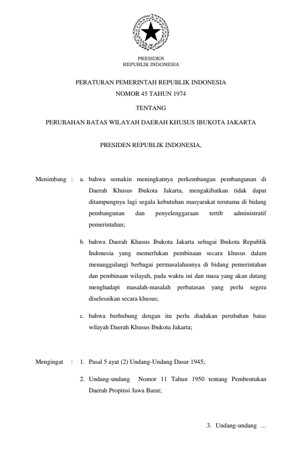 Peraturan Pemerintah Nomor 45 Tahun 1974