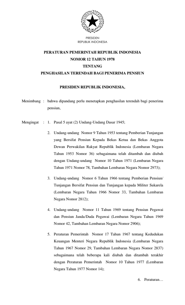 Peraturan Pemerintah Nomor 12 Tahun 1978