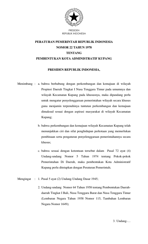 Peraturan Pemerintah Nomor 22 Tahun 1978
