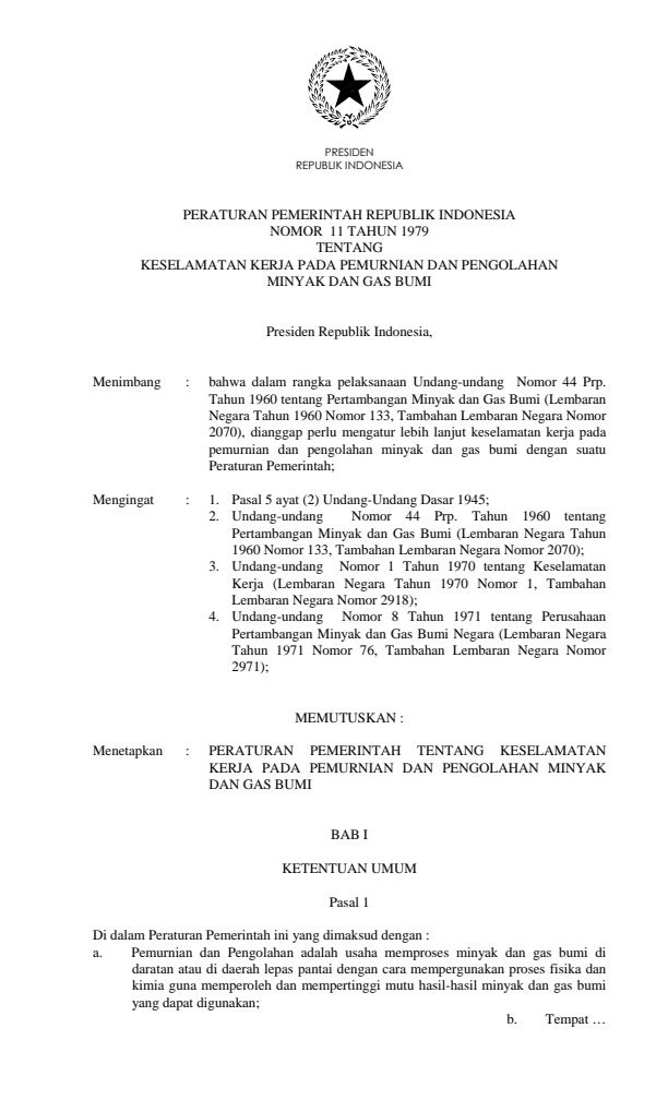 Peraturan Pemerintah Nomor 11 Tahun 1979