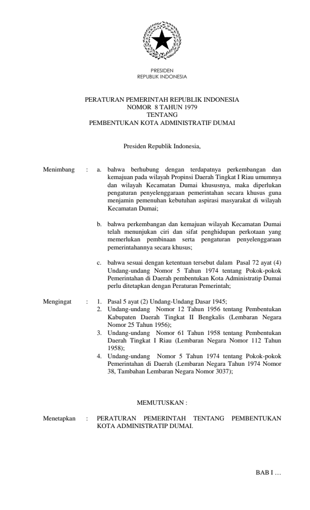 Peraturan Pemerintah Nomor 8 Tahun 1979