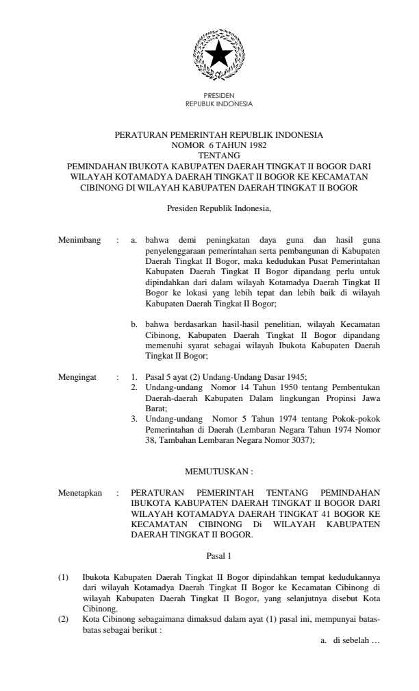 Peraturan Pemerintah Nomor 6 Tahun 1982