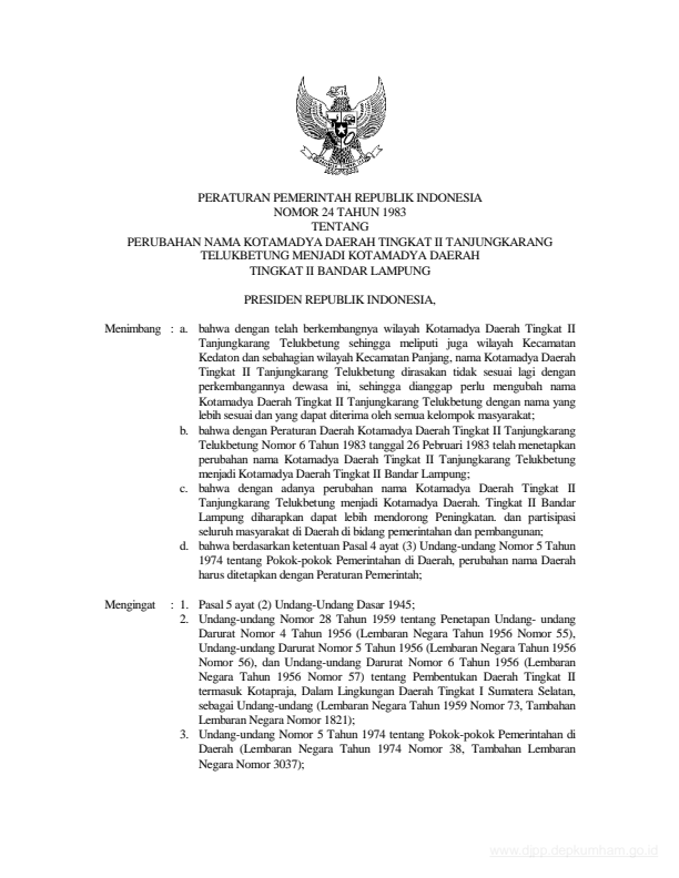 Peraturan Pemerintah Nomor 24 Tahun 1983